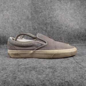 Vans Shoes Womens 9.5 Sneakers Classic Slip On Leather Skate Casual Grey Flats